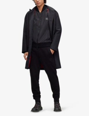 Shop Hugo Men's Black Contrasting-panelled Shell And Organic-cotton Filled Bomber Jacket