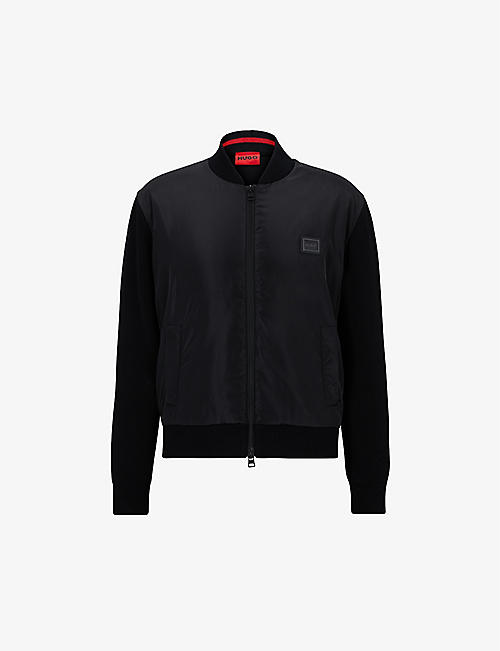 HUGO: Contrasting-panelled shell and organic-cotton filled bomber jacket