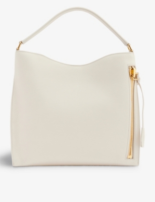 Tom Ford Alix Small Calfskin Hobo Bag In Chalk | ModeSens