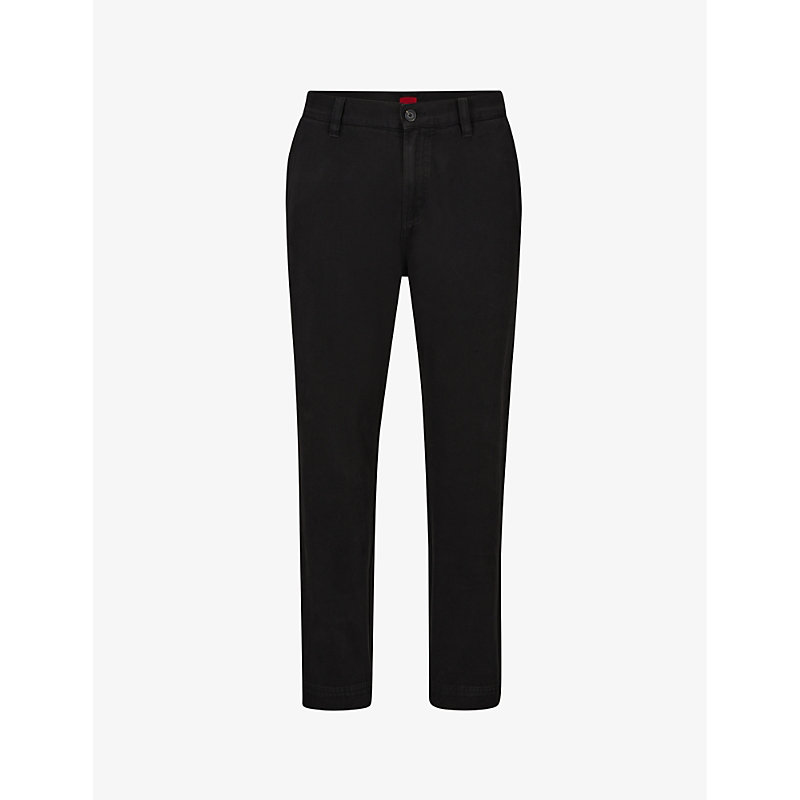 Hugo Slim-fit Trousers In Stretch-cotton Gabardine In Black
