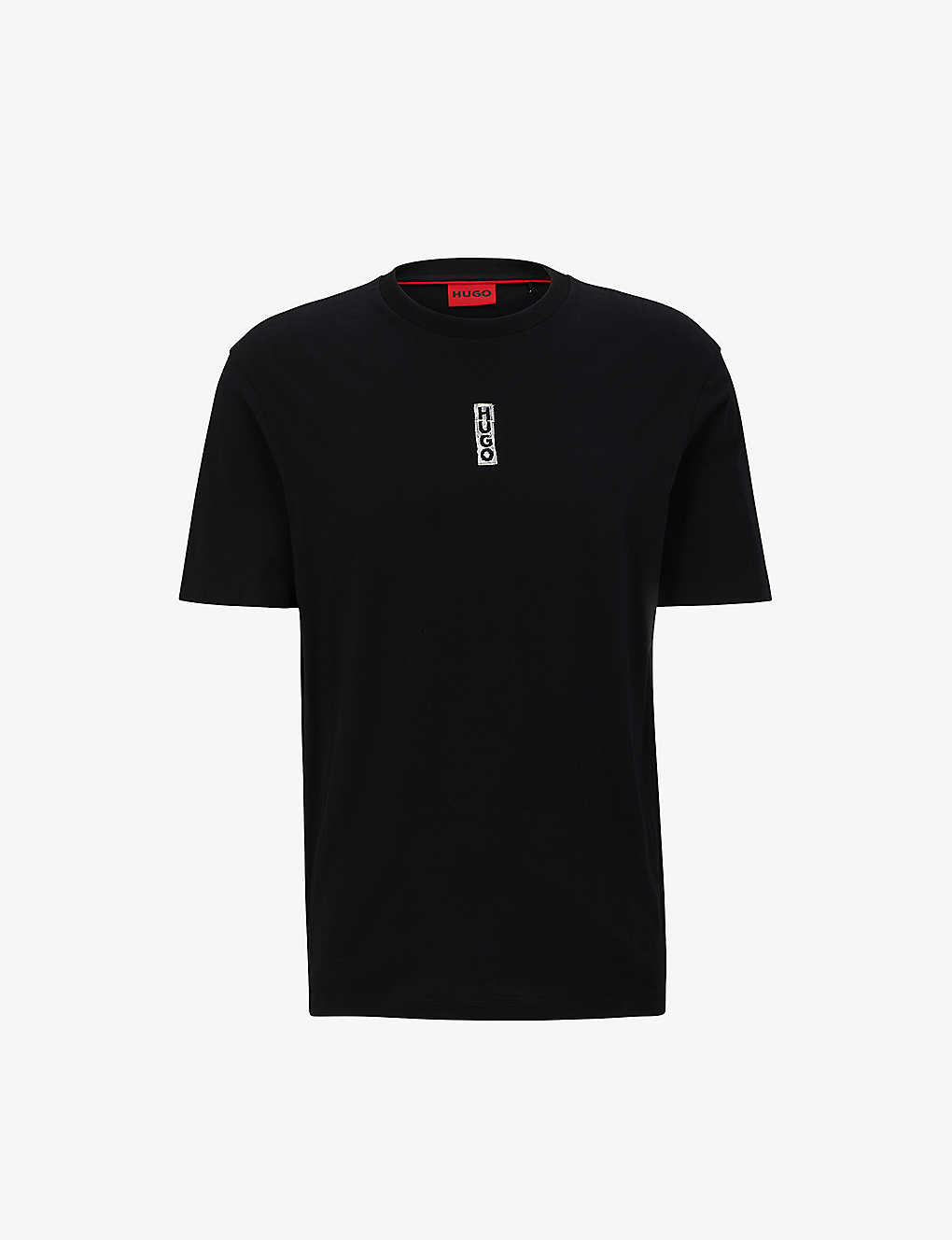 Hugo Mens Black Logo-print Crewneck Cotton-jersey T-shirt