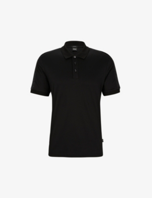 BOSS: Jacquard-trim regular-fit cotton polo shirt