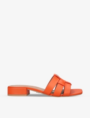 Carvela Womens Orange City Break Interwoven Leather Mules