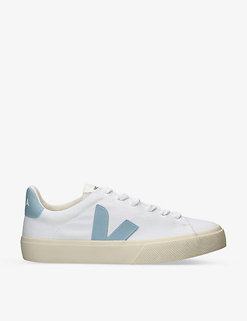 VEJA: Campo V-logo leather low-top trainers