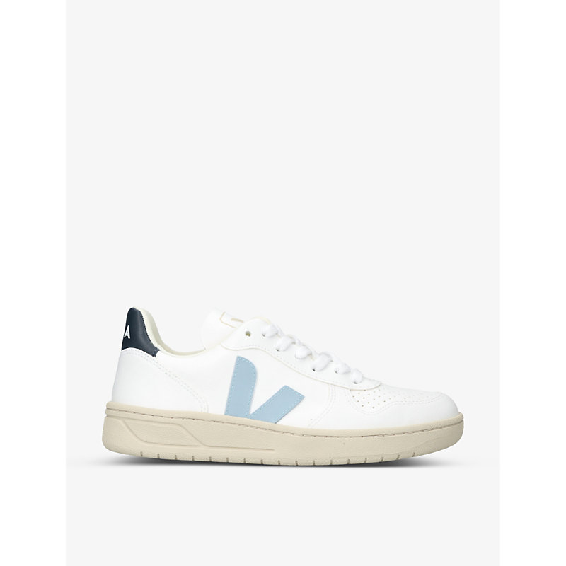 VEJA VEJA WOMEN'S BLUE OTHER V-10 NAUTICO LOGO-STITCHED LOW-TOP VEGAN-LEATHER TRAINERS,64291735