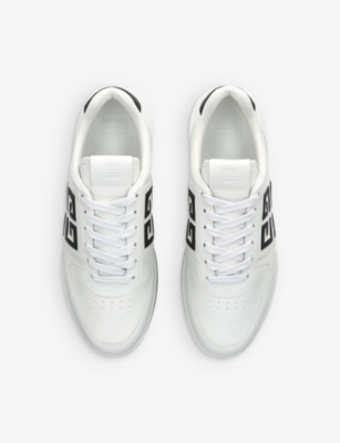 Shop Givenchy Men's White/blk G4 Brand-embellished Leather Low-top Trainers