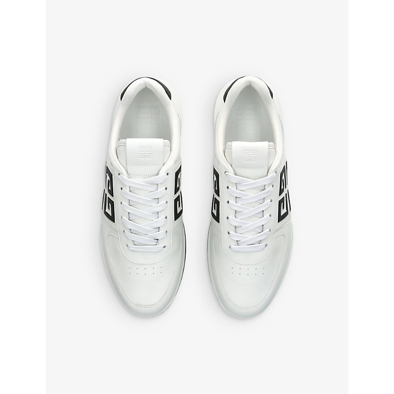 Shop Givenchy Mens White/blk G4 Brand-embellished Leather Low-top Trainers