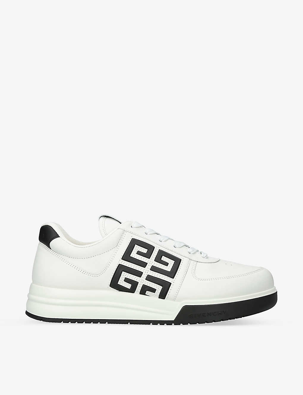 Shop Givenchy Mens White/blk G4 Brand-embellished Leather Low-top Trainers