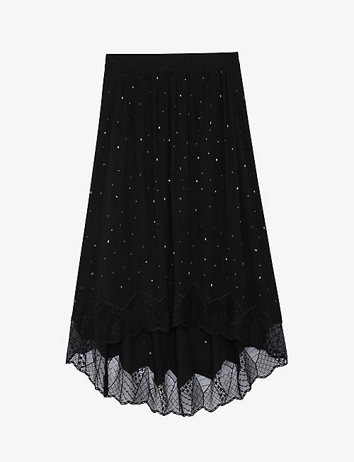 ZADIG&VOLTAIRE: Joslin crystal-embellished woven midi skirt
