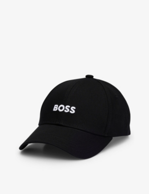 Hugo Boss Boss Mens Black Logo-embroidered Cotton-twill Cap