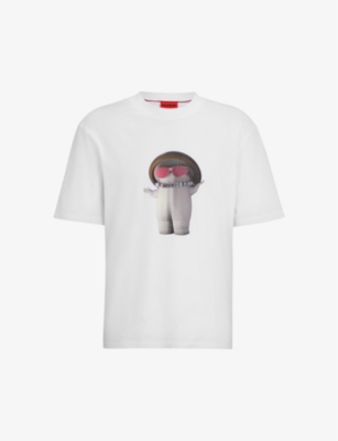 HUGO: Graphic-print relaxed-fit cotton-jersey T-shirt