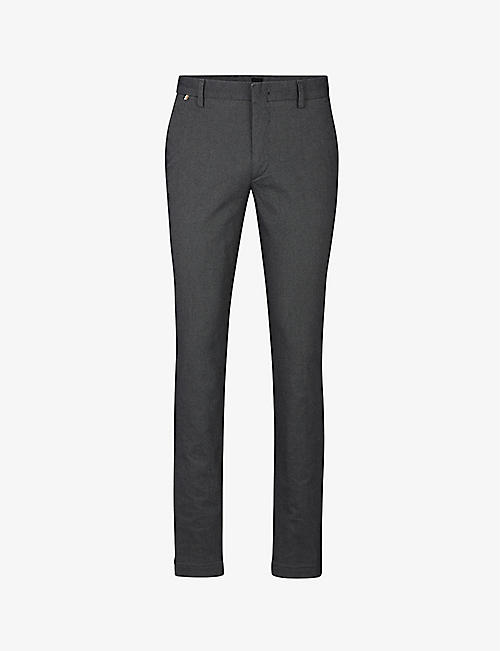 BOSS: Logo-embellished slim-fit straight-leg stretch-cotton trousers