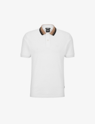 BOSS: Logo-embroidered slim-fit cotton-jersey polo shirt