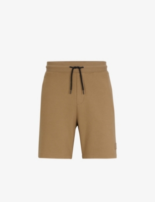 HUGO: Tonal logo-badge cotton-terry shorts