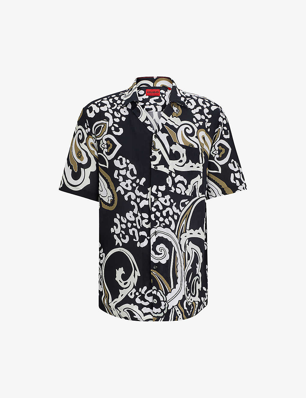 Shop Hugo Graphic-print Relaxed-fit Woven In Black