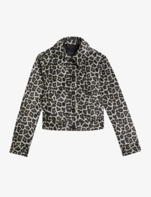 Shop Ted Baker Womens Black Pelham Leopard-print Cropped Woven Jacket