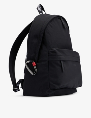 Shop Hugo Logo-embellished Woven Backpack In Black