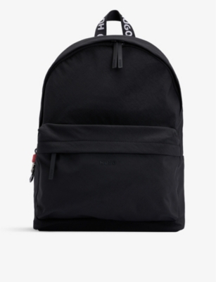 Hugo Mens Black Logo-embellished Woven Backpack