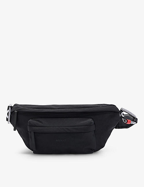HUGO: Logo-patch brand-strap woven belt bag