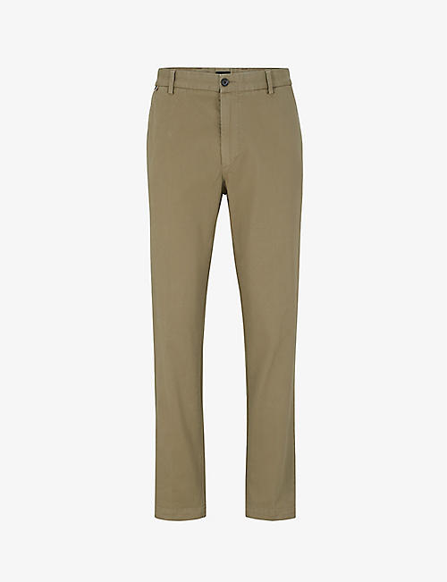 BOSS: BOSS regular-fit tapered-leg stretch cotton-gabardine trousers