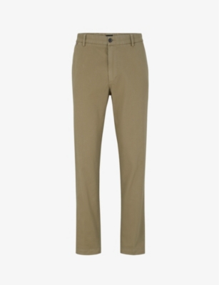 Hugo Boss Slim-fit Chinos In Stretch-cotton Gabardine In Light Green