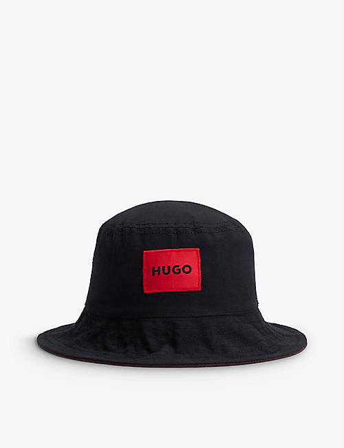 HUGO: Logo-woven patch cotton-twill bucket hat