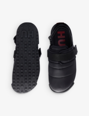 Shop Hugo Men's Black Logo-embellished Padded Woven Sandals