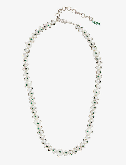 VEERT: Polka Dot 18ct white gold-plated vermeil sterling-silver and zirconia necklace