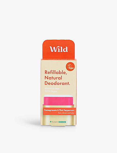 WILD: Pomegranate & Pink Peppercorn refillable natural deodorant with aluminium case 40g
