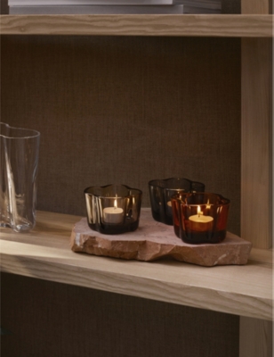IITTALA: Alvar Aalto wave-shape glass tealight holder 6cm