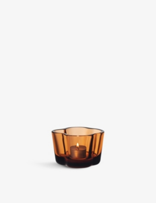 IITTALA: Alvar Aalto wave-shape glass tealight holder 6cm