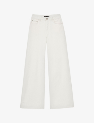 Maje Womens Blanc Wide-leg High-rise Jeans In Blanc