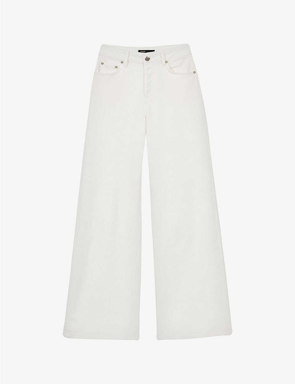 Maje Womens Blanc Wide-leg High-rise Jeans