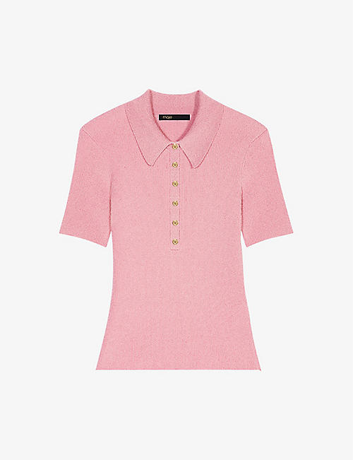 MAJE: Short-sleeved stretch-woven knitted polo shirt