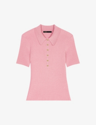 Buy Maje Lenetia Cropped Tweed Polo Shirt - Pink At 50% Off