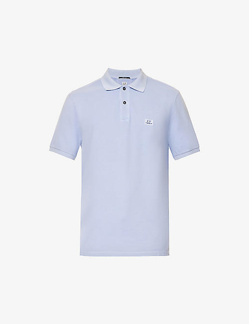 CP COMPANY: Brand-embroidered regular-fit cotton-piqué polo shirt