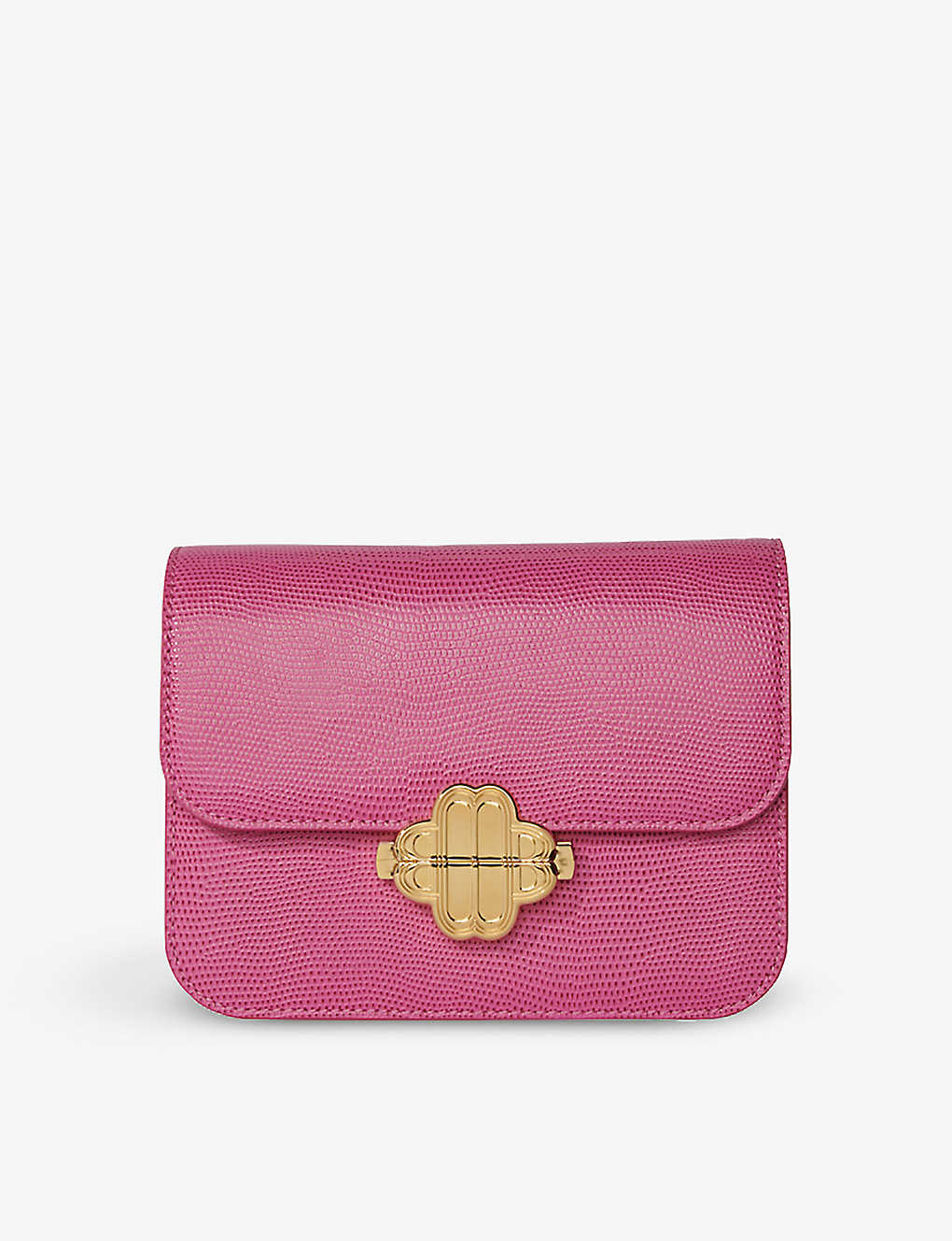MAJE MAJE ROSES CLOVER-CLASP LIZARD-EMBOSSED LEATHER CROSS-BODY BAG,68879427