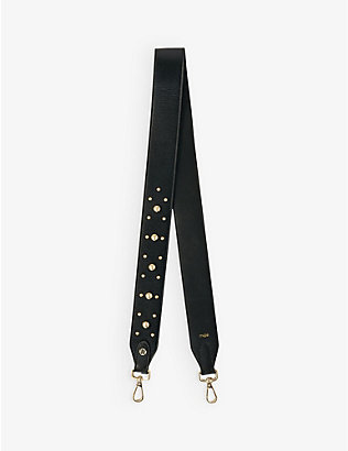 MAJE: Stud-embellished leather bag strap
