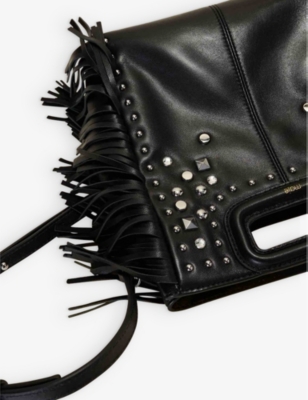 Maje Womens Noir / Gris M Leather Cross-body Bag 1 Size
