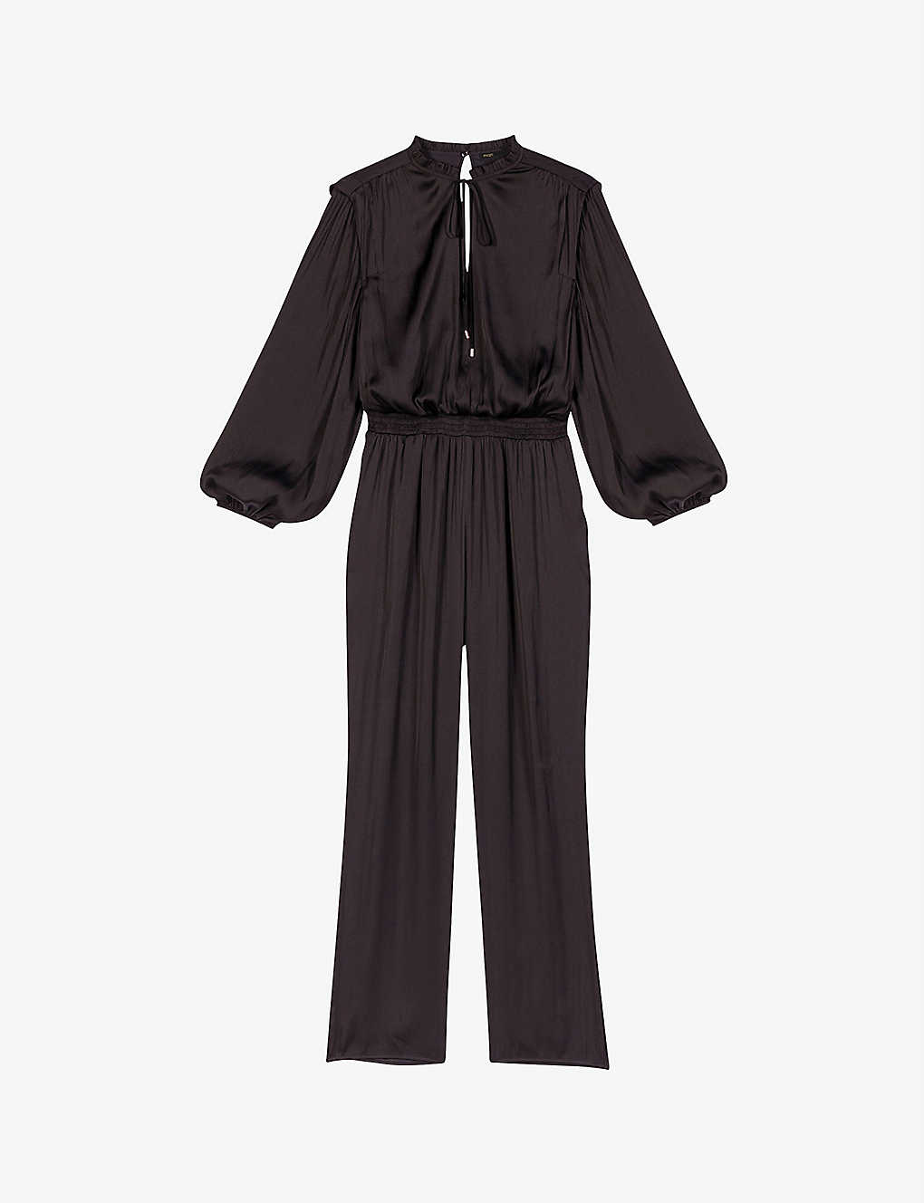 Maje Womens Black Paulynou Tied-neck Balloon-sleeved Recycled-polyester Jumpsuit