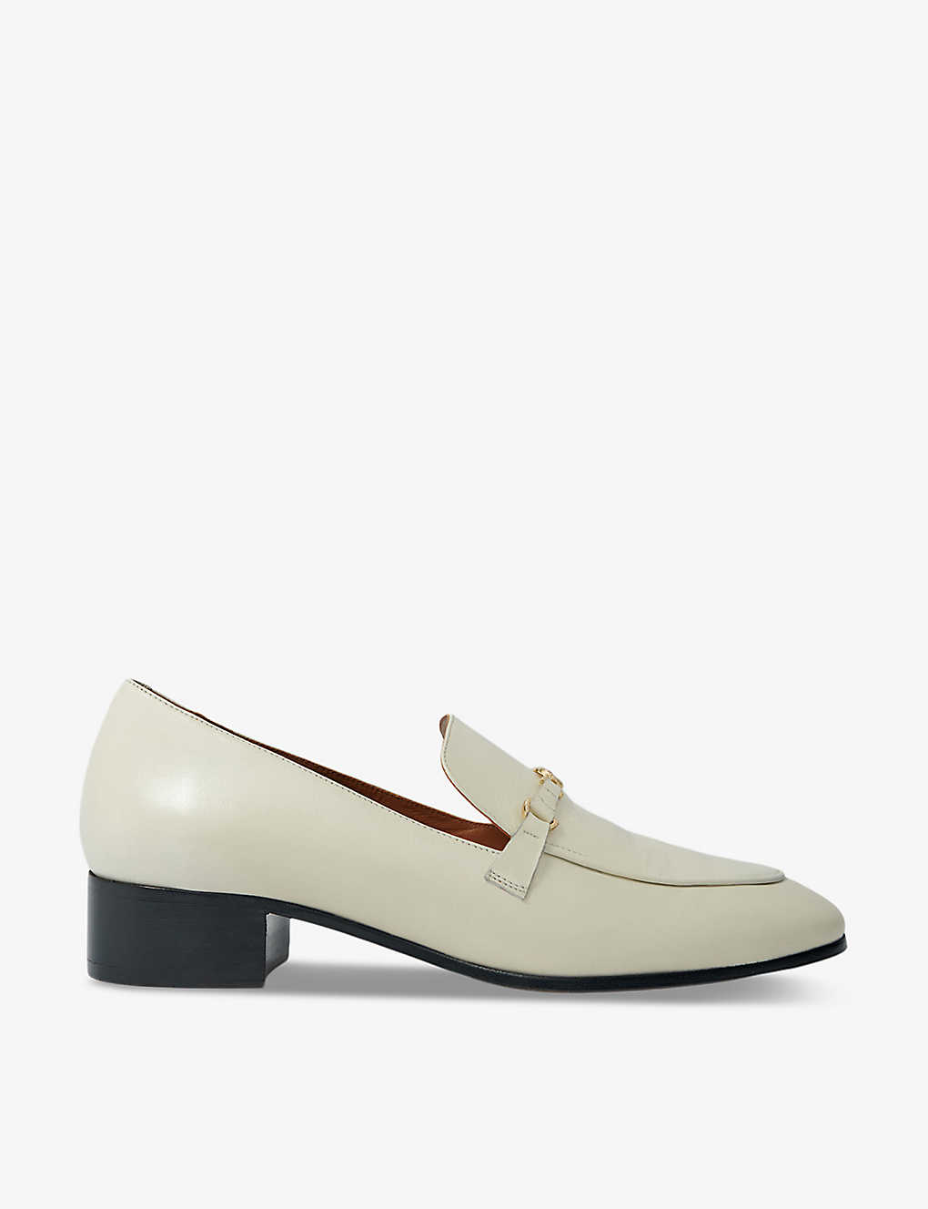 Shop Maje Womens Blanc Filika Leather Loafers