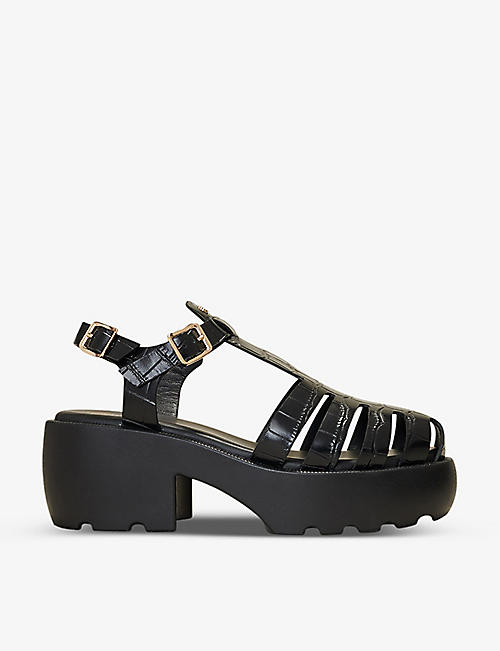 MAJE: Fisher croc-embossed leather sandals