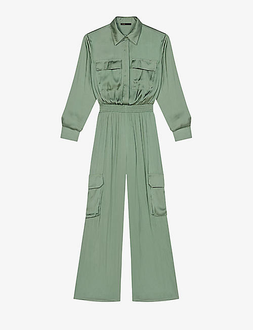 MAJE: Paicy floral-print balloon-sleeved cotton jumpsuit