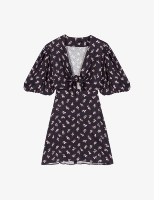 Maje Ruisso Minidress In Black/pink/yellow