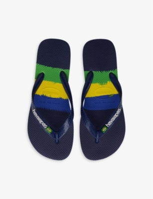 Shop Havaianas Womens Navy Blue Brazil Tech Rubber Flip-flops