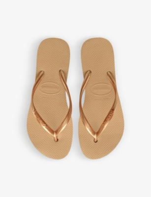 Shop Havaianas Slim Flatform Rubber Flip-flops In Golden