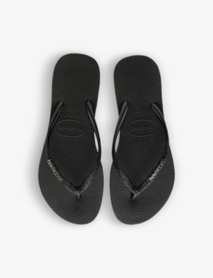 Havaianas Slim Glitter Ii Embellished Rubber Flip Flops In Black