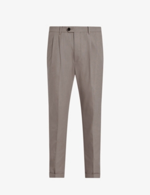 Allsaints Mens Chestnut Brown Tallis Tapered-leg Mid-rise Cotton-blend Trousers