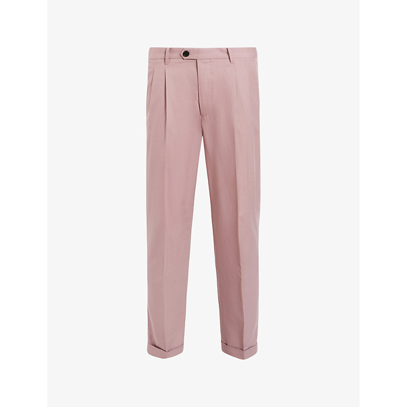 Shop Allsaints Mens Dusty Pink Tallis Tapered-leg Mid-rise Cotton-blend Trousers