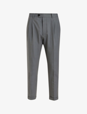 Allsaints Mens Slatestone Gre Tallis Tapered-leg Mid-rise Cotton-blend Trousers